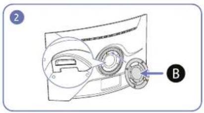 Technical diagram of a device with labeled parts and annotation B