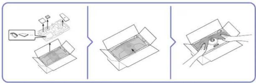 Diagram illustrating three steps of a robotic arm handling a small object, with Chinese annotations.