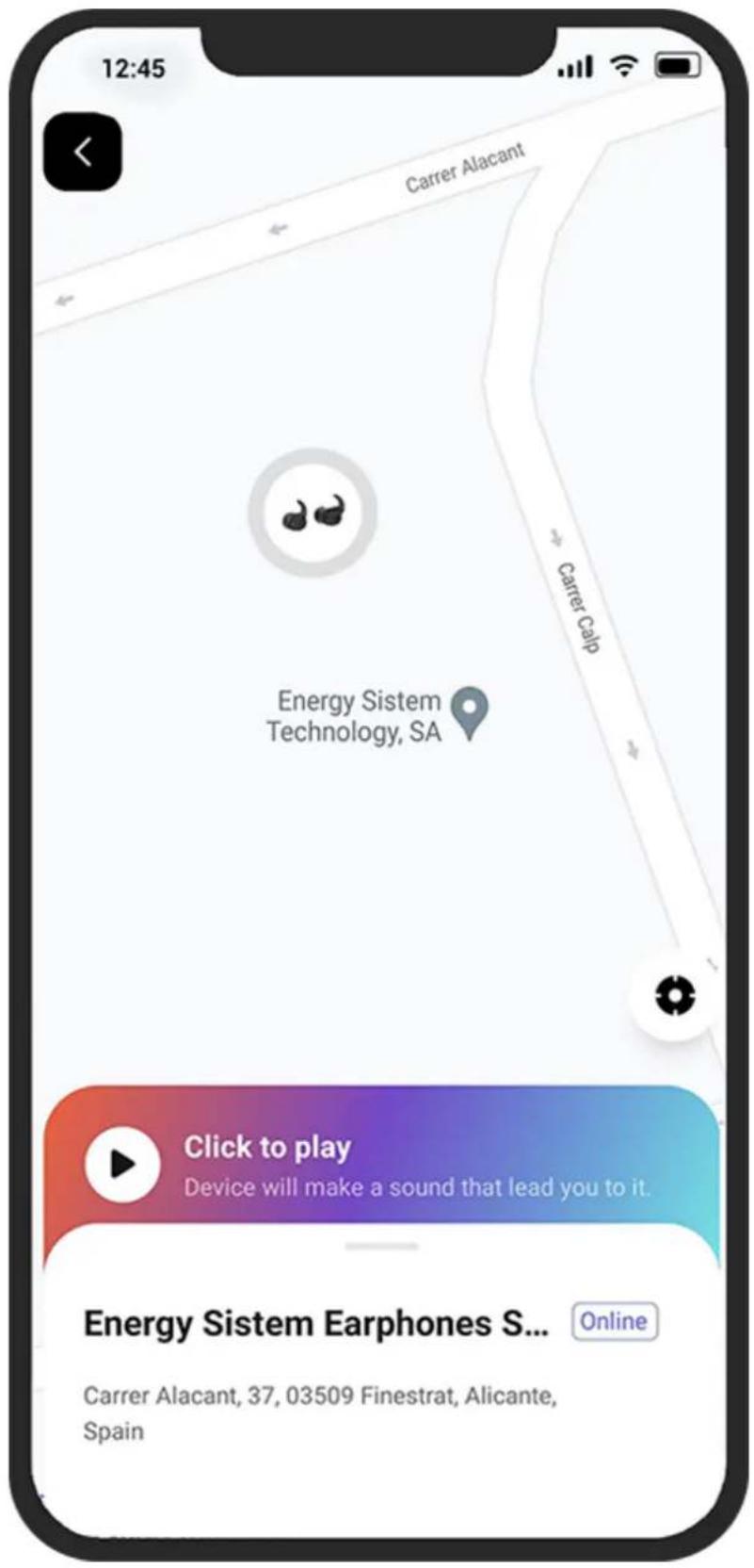 12:45 Carrer Alacant Carrer Calp Energy Sistem Technology, SA Click to play Device will make a sound that lead you to it. Energy Sistem Earphones S... Online Carrer Alacant, 37, 03509 Finestrat, Alicante, Spain