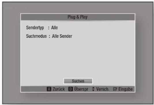 Plug & Play Sendertyp : Alle Suchmodus : Alle Sender Suchen A Zurück D Überspr Versch. Eingabe