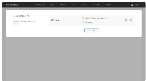 SCHEDULER Manage destinations from airplane Now 2023/03/14 - 2023/03/15 No repeat + Add