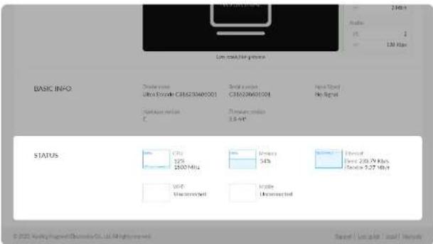 BASIC INFO Order name: Ultra Ecosystem C31623W401001 Order type: C31623W401001 New Label: No Signal Standard version: 1.5-94" STATUS CPU 52% $500 MHz Memory 54% Fronted Front 230.79 Kbps Fronted 5.27 Mbit U-CC Unconnected Mobile Unconnected © 2021 Kandy, August 1, 2021, LLC, https://www.kandy.com.cn
