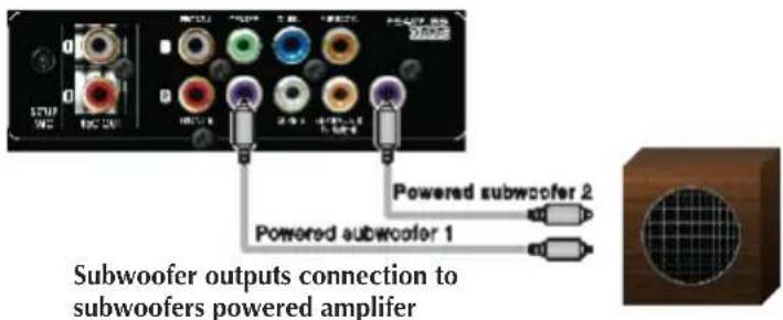 Subwoofer outputs connection to subwoofers powered amplifier