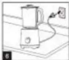 Line drawing of a blender on a flat surface with a power outlet (no text or symbols)