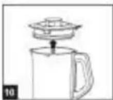 Line drawing of a coffee maker with a lid and handle (no text or symbols)