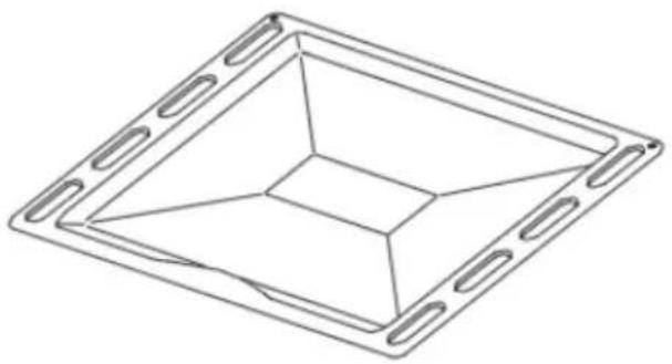 Technical line drawing of a square frame with internal geometric structure (no text or symbols)