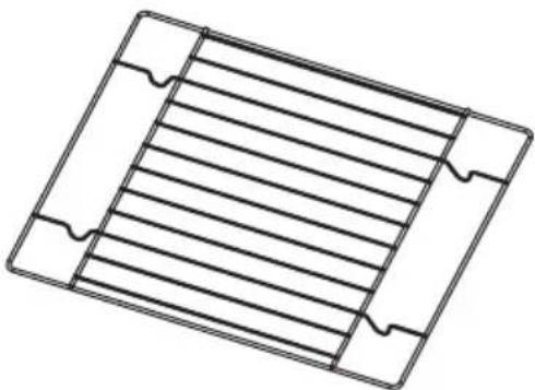 Pure technical diagram of a rectangular component with internal parallel lines and mounting brackets (no text or symbols)