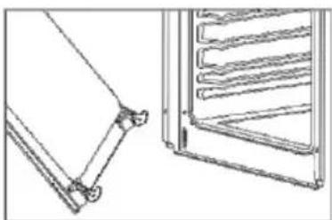 Technical line drawing of two mechanical components: a bracket and a rack (no text or symbols)