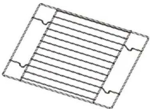 Technical line drawing of a rectangular component with horizontal grooves and mounting holes (no text or symbols)