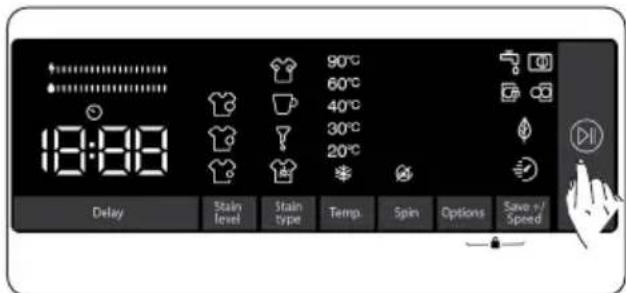 19:08 90°C 60°C 40°C 30°C 20°C Delay Stain level Stain type Temp. Spin Options Save +/Speed