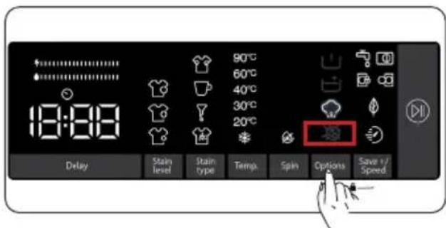 18:00 90°C 60°C 40°C 30°C 20°C Delay Stain Level Stain type Temp. Spin Options Save v/ Spred