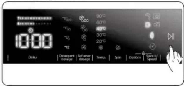 10:00 Delay Detergent douage Softener douage Temp. Spin Options Sensor/ Speed