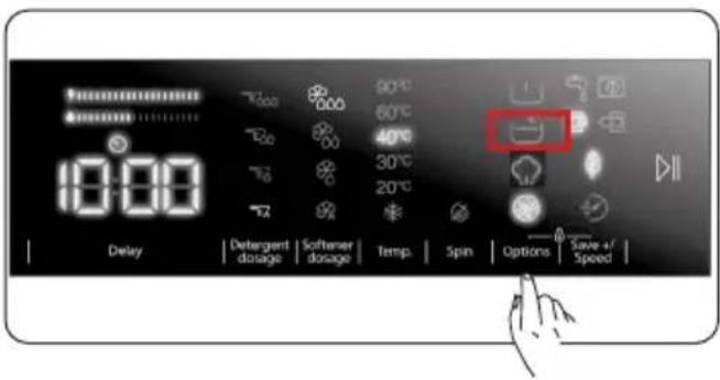 10:00 Delay Detergent dosage Softener dosage Temp. Spin Options Save +/- Speed