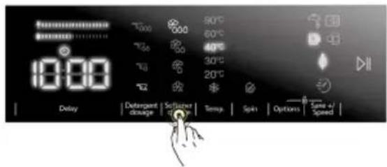 10:00 Delay Detergent dusage Sensitive Temp Spin Options Speed +/- Speed