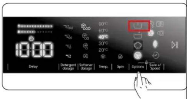 10:00 Delay Detergent dosage Softener dosage Temp. Spin Options Save +/ Speed