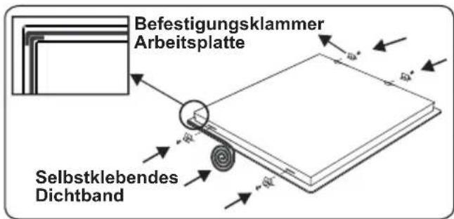 Befestigungsklammer Arbeitsplatte Selbstklebendes Dichtband