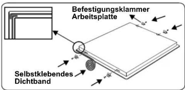 Befestigungsklammer Arbeitsplatte Selbstklebendes Dichtband