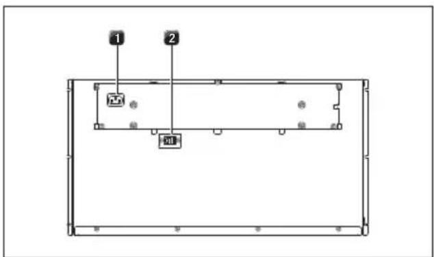 Diagram of a rectangular room layout with numbered labels and internal compartments, likely for architectural or facility planning purposes.