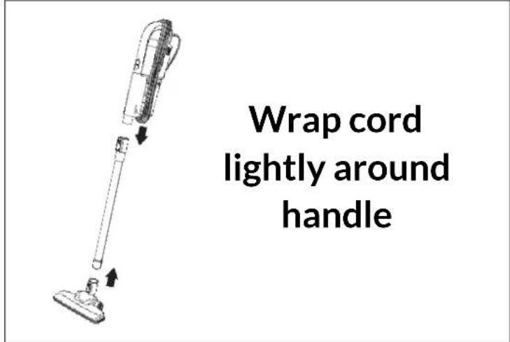 Wrap cord lightly around handle
