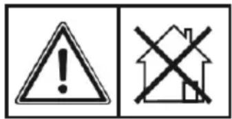 Warning sign with exclamation mark and cross symbol for household restriction