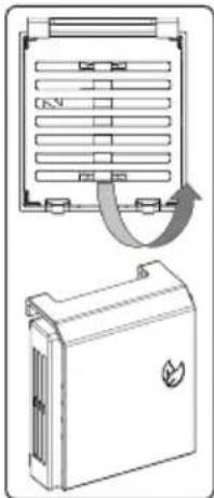 Technical diagram showing a device with labeled components and directional arrows indicating flow or movement.