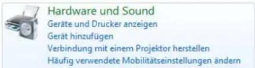 Hardware und Sound Geräte und Drucker anzeigen Gerät hinzufügen Verbindung mit einem Projektor herstellen Häufig verwendete Mobilitätseinstellungen ändern