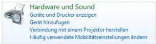 Hardware und Sound Geräte und Drucker anzeigen Gerät hinzufügen Verbindung mit einem Projektor herstellen Häufig verwendete Mobilitätseinstellungen ändern
