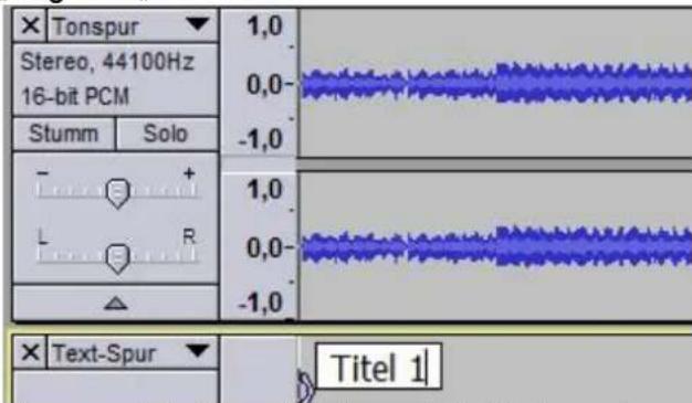 Tonspur Stereo, 44100Hz 16-bit PCM Stumm | Solo - + L R ▲ 1,0 0,0 -1,0 1,0 0,0 -1,0 Text-Spur Titel 1