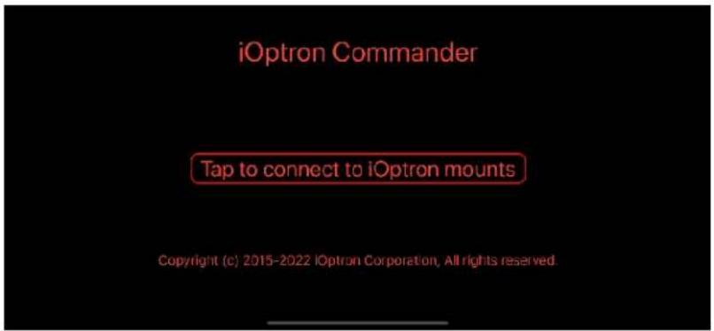 iOptron Commander Tap to connect to iOptron mounts Copyright (c) 2015-2022 iOptron Corporation, All rights reserved.