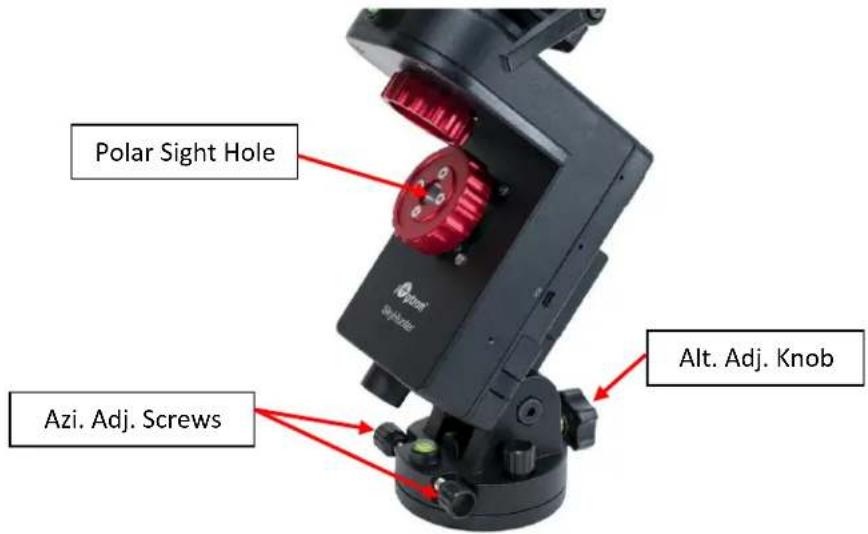 Polar Sight Hole Azi. Adj. Screws Alt. Adj. Knob