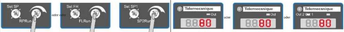 Set SP RPRun order oder Set FH FLRun Set SP1 SP2Run Telemecanique Out 0.000 oder Telemecanique Out 0.000 oder Telemecanique Out 2 Out 1