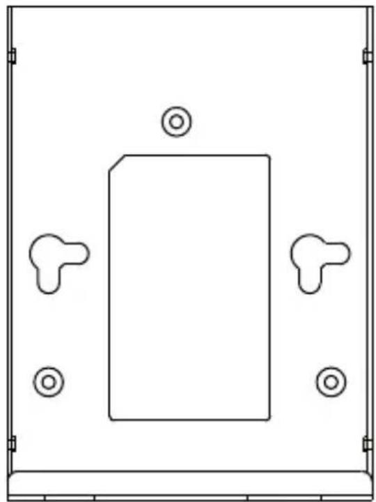 Simple line drawing of a rectangular frame with four circular cutouts at the bottom, no text or symbols present.