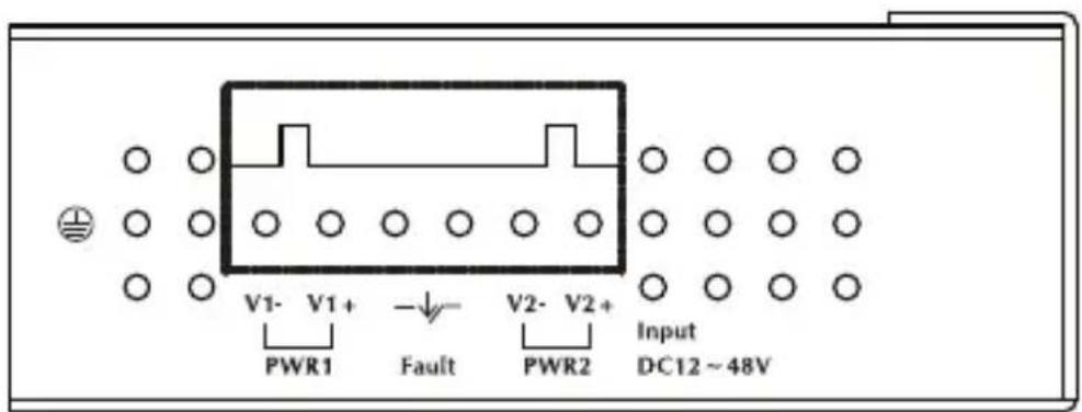 V1- V1+ PWR1 Fault V2- V2+ PWR2 Input DC12 ~ 48V