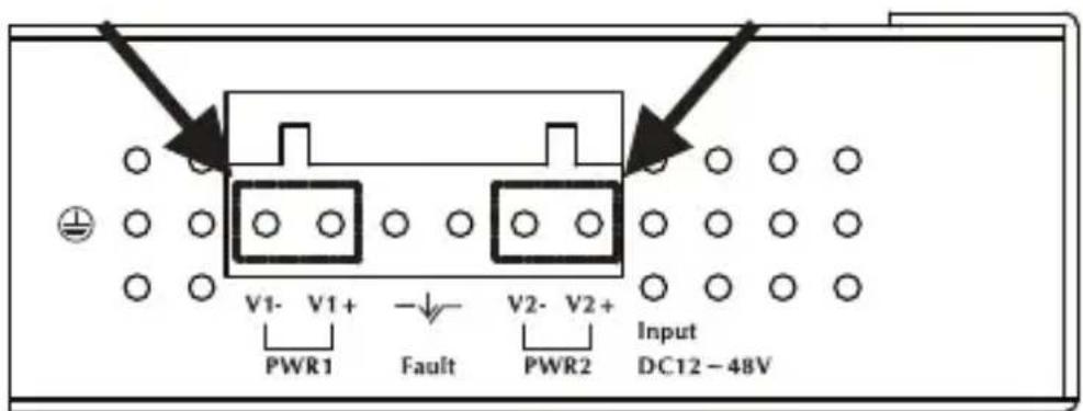 V1- V1+ PWR1 Fault V2- V2+ PWR2 Input DC12 - 48V