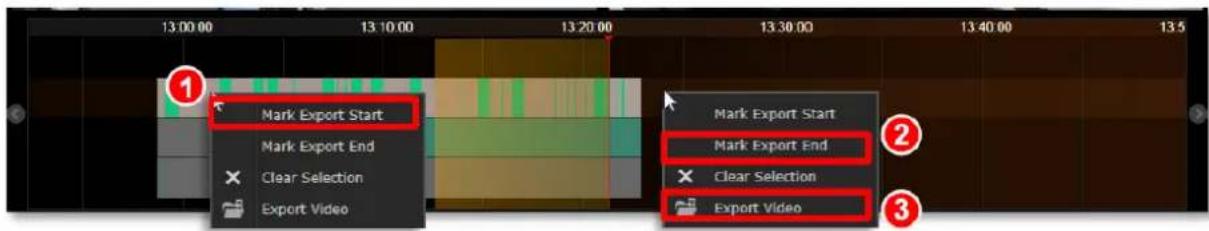 13:00:00 13:10:00 13:20:00 13:30:00 13:40:00 13:5 Mark Export Start Mark Export End Clear Selection Export Video Mark Export Start Mark Export End Clear Selection Export Video