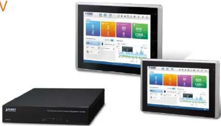 Two electronic devices displaying a 6.5MΩ power management interface with color-coded UI panels and numerical displays.
