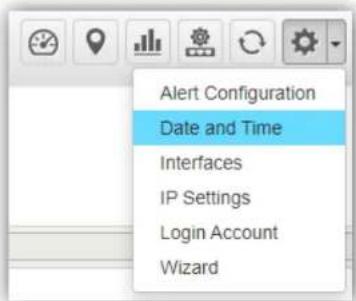 Alert Configuration Date and Time Interfaces IP Settings Login Account Wizard