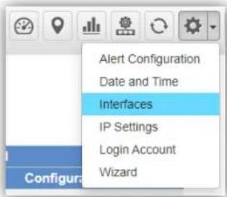 Alert Configuration Date and Time Interfaces IP Settings Login Account Wizard