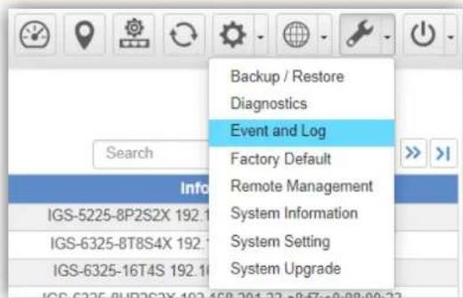 Backup / Restore Diagnostics Event and Log Factory Default Remote Management System Information System Setting System Upgrade