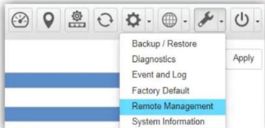 Backup / Restore Diagnostics Event and Log Factory Default Remote Management System Information
