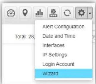 Alert Configuration Date and Time Interfaces IP Settings Login Account Wizard