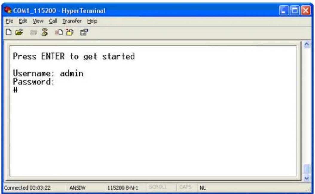 Press ENTER to get started Username: admin Password: #