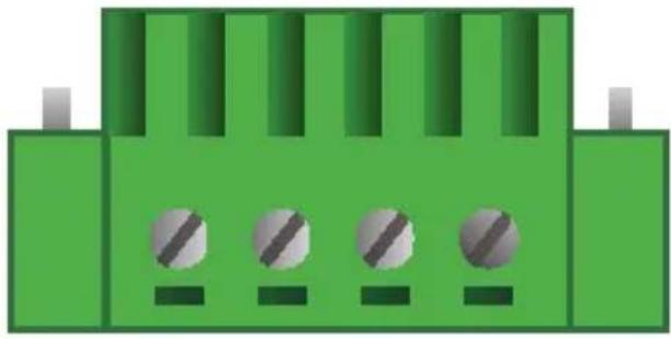 Green electronic component with four circular slots and three terminals (no text or symbols)