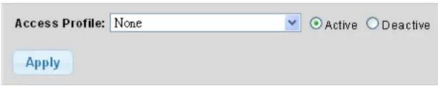 Access Profile: None Active Deactive Apply