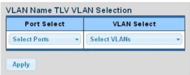 VLAN Name TLV VLAN Selection Port Select VLAN Select Select Ports Select VLANs Apply