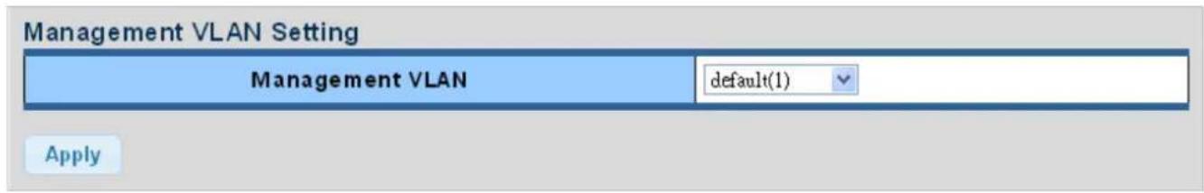 Management VLAN Setting Management VLAN default(1) Apply
