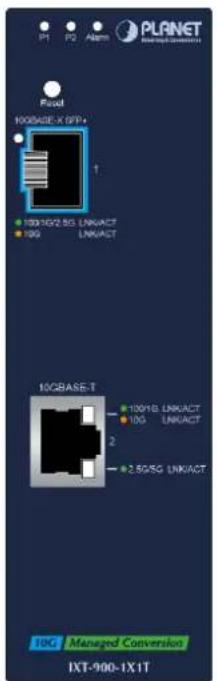 PI P2 Alarm PLANET I0G BASE-X DPT+ 1 100/10x2 SG UNI/ACT 10G UNI/ACT 10GBASE-T 100/10s UNI/ACT 10G UNI/ACT 2 2.5GSG UNI/ACT 10G Managed Conversion IXT-900-1X1T