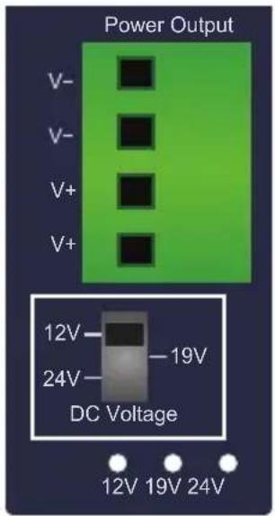 Power Output V- V- V+ V+ 12V 24V DC Voltage 12V 19V 24V
