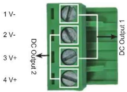 1 V- 2 V- 3 V+ 4 V+ DC Output 2 DC Output 1