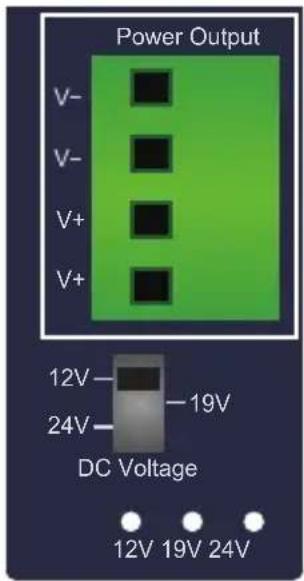Power Output V- V- V+ V+ 12V 24V DC Voltage 12V 19V 24V